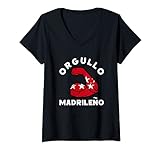 Mujer Orgullo Madrileño - Diseño Con Bandera De Madrid Camiseta Cuello V