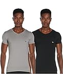 Emporio Armani Cc717-111512, Camiseta Para Hombre, Pack De 2, Multicolor (Negro/Gris), S