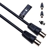 Cable Coaxial De Antena TV Exterior Satélite Freesat Sat HDTV Televisión Decodificadore Conexión Macho Antena (HDTV, DVB-T2, DVB-C, DVB-S, TV y Radio) 2m
