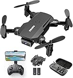 KIDOMO F02 Mini Drone Plegable con Cámara 1080P, RC Drones Helicopter Quadcopter para Niños Principiantes con Luces LED WiFi FPV Control Remoto, Modo sin Cabeza, Despegue y Aterrizaje con Una Tecla