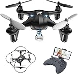 ATOYX Mini Drone con Cámara para Niños , AT-96 RC Quadcopter con App FPV en Tiempo Real, Drone de Juguete para Niños/Principiantes,Sensor de Gravedad, 3D Flips, Tecla de Despegue/Aterrizaje,Negro