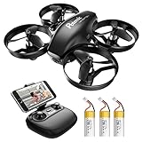 Potensic Mini Drone con Cámara, RC Quadcopter 2.4G 6 Ejes - Diseño Trayectoria de Vuelo, Altitude Hold, Modo sin Cabeza, Control Remoto, WiFi FPV en Tiempo Real, 3 Baterías (18 Min), A20W
